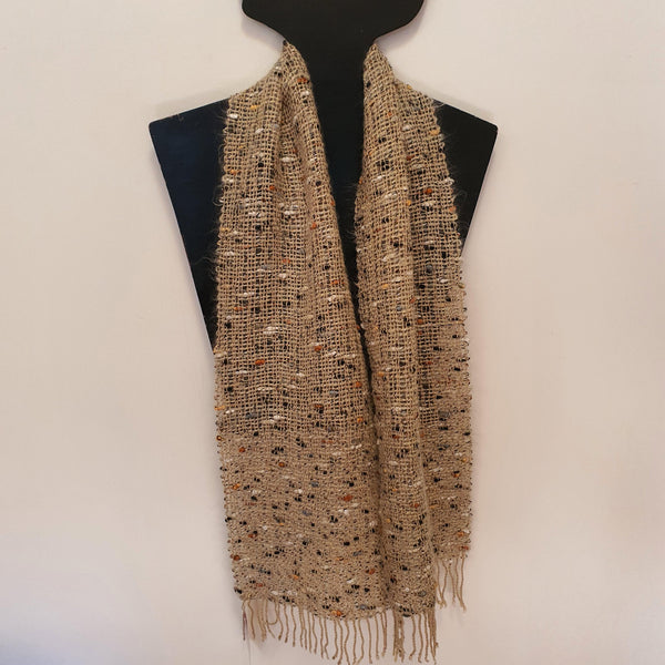 Wide Taupe Doup Leno scarf