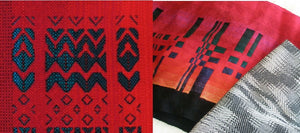  Red double weave wool scarves black and white 16 shaft silk scarf