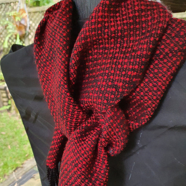 red wool scarf