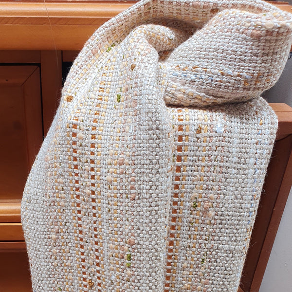 Cream / light brown cotton multi- yarn scarf