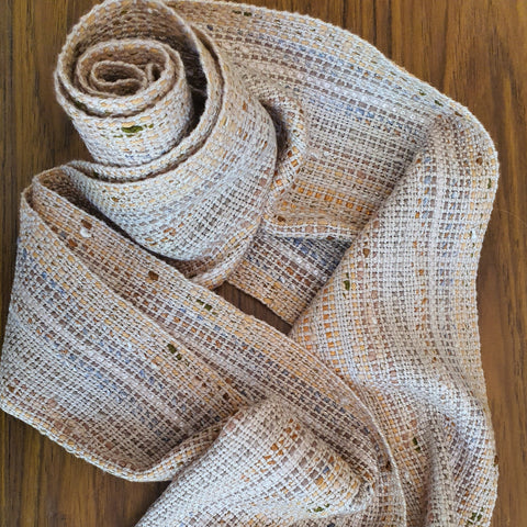 cream and brown textured cotton scarf